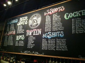 Buckshots Menu Board Austin