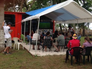 Locals enjoying Costa Rica playing in the World Cup at Locos Cocos beach bar.